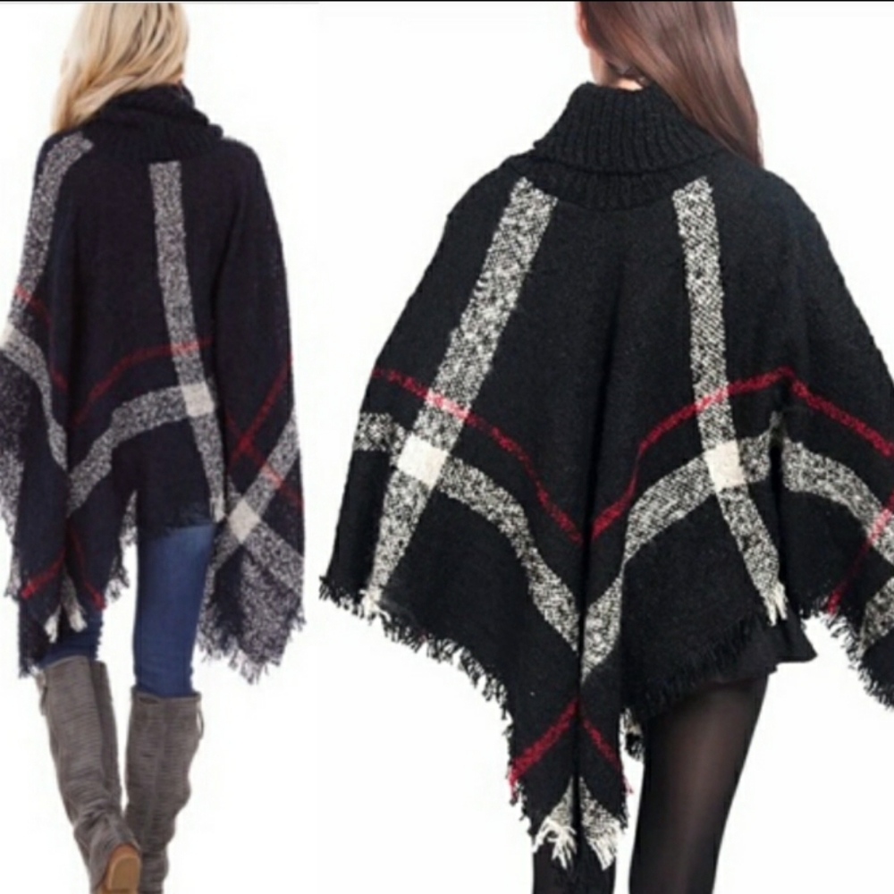 🆕️ Poncho Turtleneck Sweater Blue